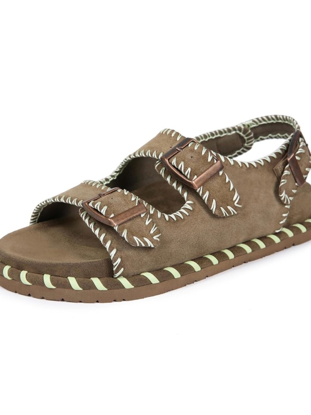 Men's Brown Suede Double-Strap Adjustable Comfort Sandals